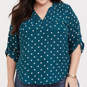 Torrid Harper Green Polka Dot Top